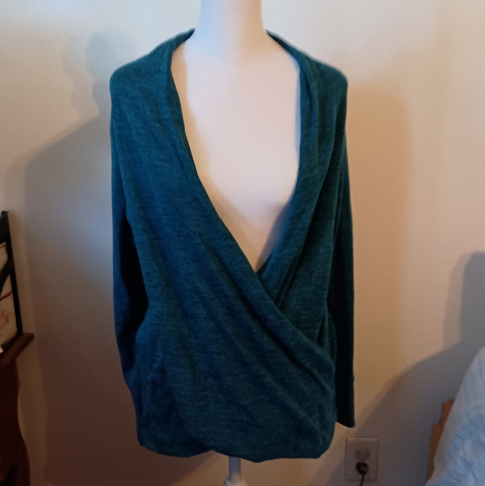 Motherhood Teal V-Neck Wrap Maternity Sweater